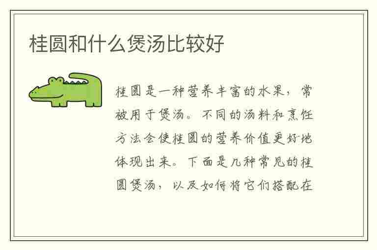 桂圆和什么煲汤比较好